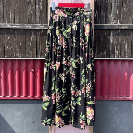 FLOWER PRINT RAYON LONG SKIRT [S-8997]