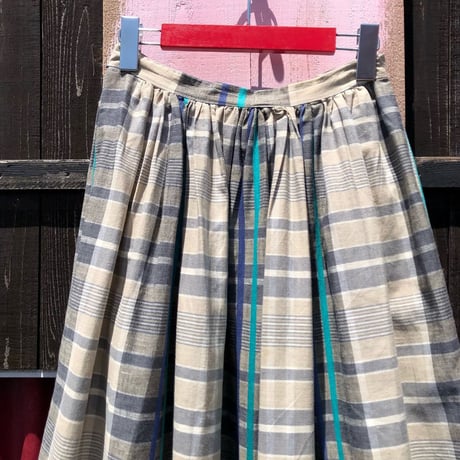 70'S CHECK PATTERN LONG SKIRT [HP-1377]