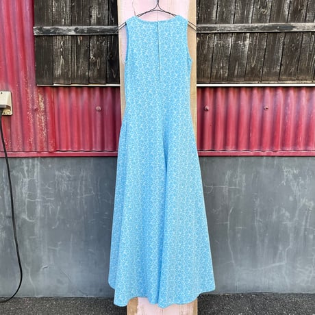 60-70’S FLOWER POLY LONG DRESS [S-6788]