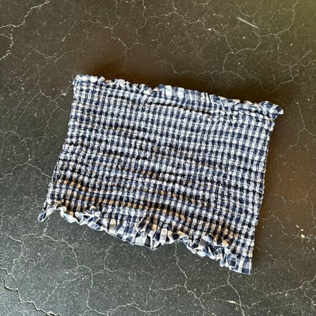 GINGHAMCHECK SHIRRING BARETOP [S-3861]