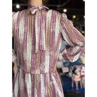 70'S LAVENDER PATTERN DESIGN DRESS [S-1219]