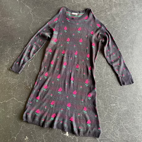 80’S FLOWER KNIT DRESS [S-1678]