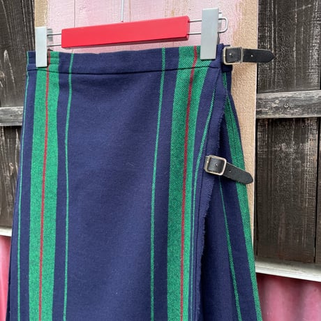 STRIPE WOOL KILT SKIRT [S-6025]