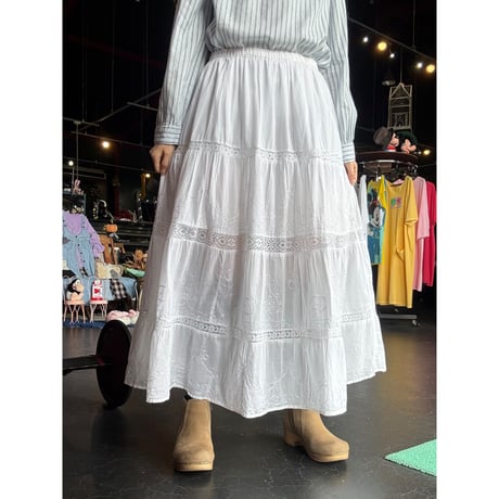 EMBROIDERY INDIA COTTON SKIRT [S-3769]