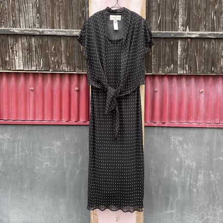 DOT SHAWL DESIGN LONG DRESS [S-3469]
