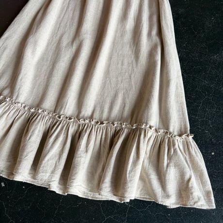 LINEN FRILL LONG SKIRT [S-3807]