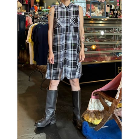 CHECK SHIRT DRESS [S-4411]