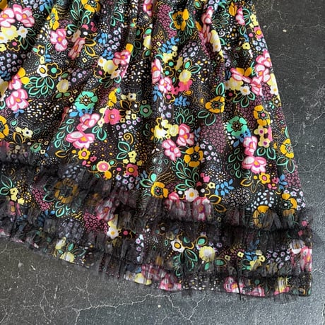 FLOWER TULLE FRILL MINI SKIRT [S-3678]