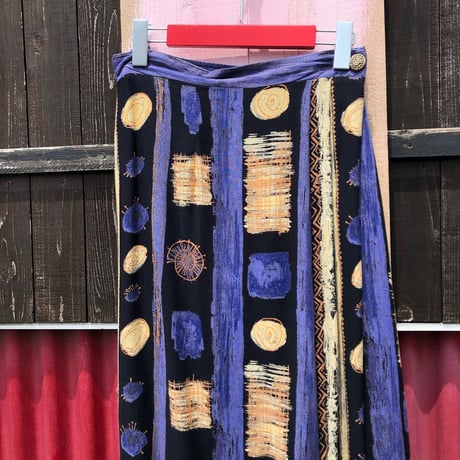 ETHNIC PRINT LAP DESIGN SKIRT [S-2930]