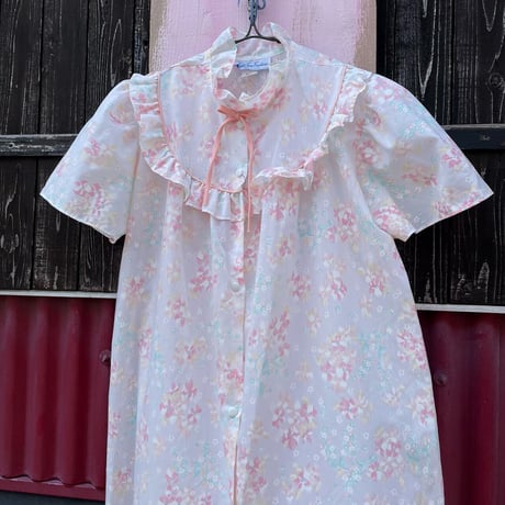 80’S FLOWER FRILL LONG GOWN [S-1054]
