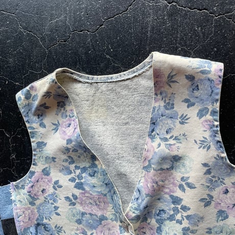 FLOWER DENIM SHORT VEST [S-1476]