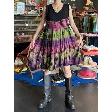 DYED FRILL MINI DRESS [S-4412]