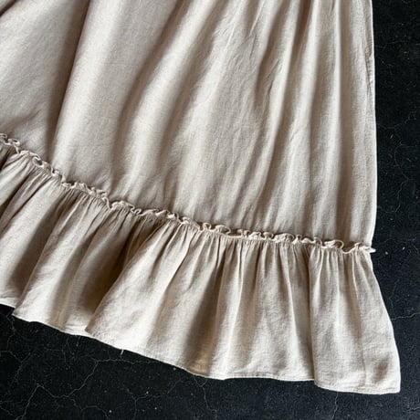 LINEN FRILL LONG SKIRT [S-3807]
