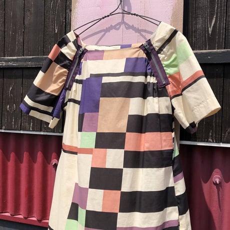 GEOMETRY PRINT ZIP DRESS [S-0734]