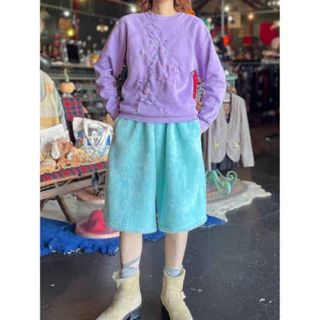 80'S COLORFUL EARTH WORM EMBREIDERY SWEAT [S-1026]