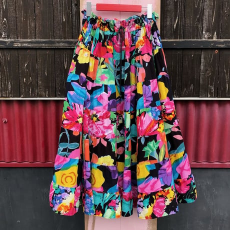 FLOWER TIERED COTTON SKIRT [S-3046]
