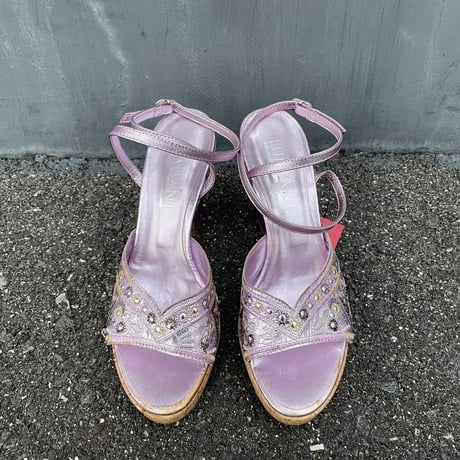 EMBROIDERY LEATHER STRAP SANDAL 24.0cm [S-6437]