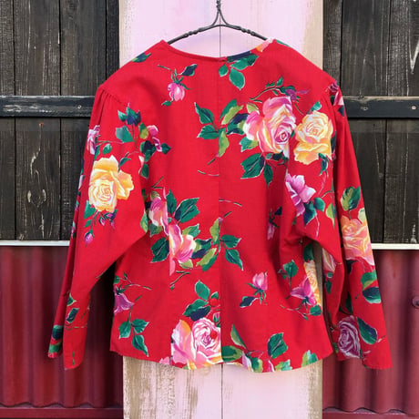 80’S FLOWER PRINT COTTON SHIRT [S-0503]
