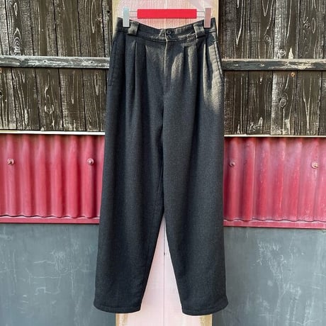 DARK GRAY WOOL TUCK SLACKS [S-0457]