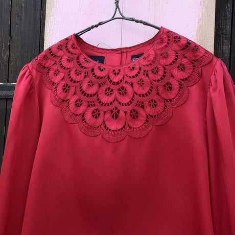 80’S OPEN EMBROIDERY BLOUSE [S-0635]