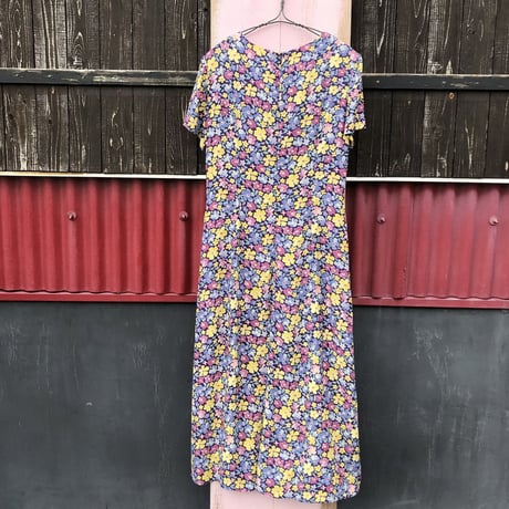 FLOWER PRINT RAYON LONG DRESS [S-1892]