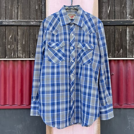 70’S BLUE×SILVER CHECK SHIRT [S-7615]