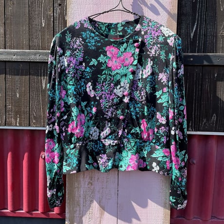 80’S FLOWER DESIGN BLOUSE [S-4844]