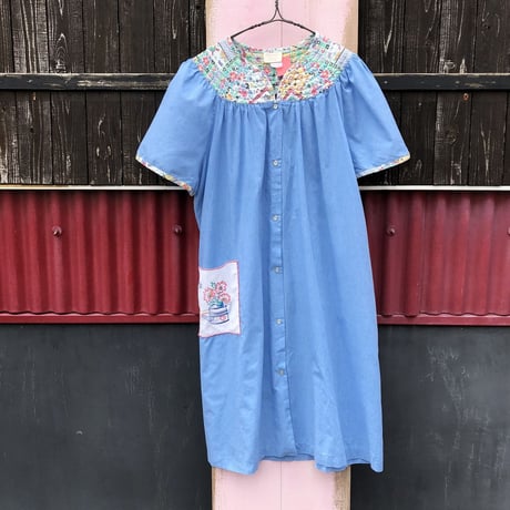 70’S EMBROIDERY POCKET DRESS [S-1020]