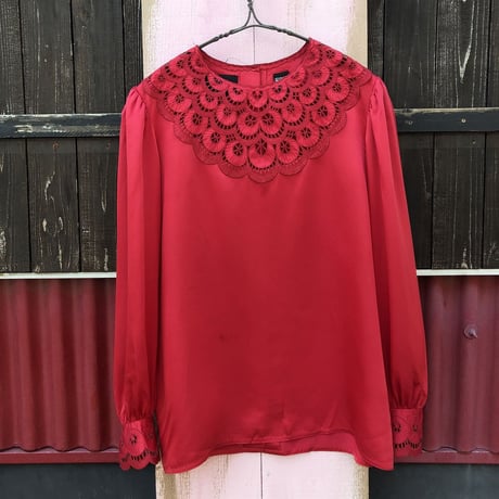 80’S OPEN EMBROIDERY BLOUSE [S-0635]
