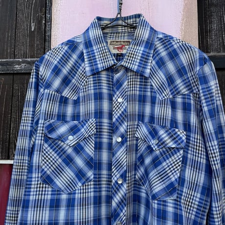 70’S BLUE×SILVER CHECK SHIRT [S-7615]