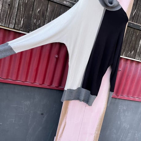 MONOTONE DOLMAN SLEEVE TURTLE KNIT [S-0333]