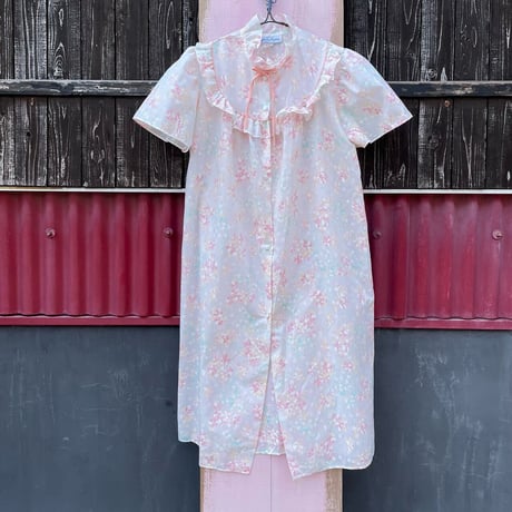 80’S FLOWER FRILL LONG GOWN [S-1054]