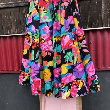 FLOWER TIERED COTTON SKIRT [S-3046]