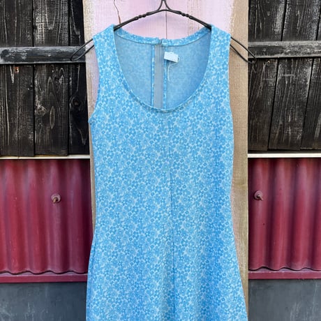 60-70’S FLOWER POLY LONG DRESS [S-6788]