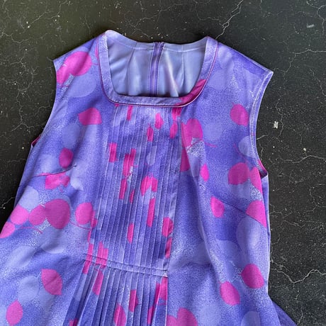 70’S LEAF PRINT POLY DRESS [S-1893]