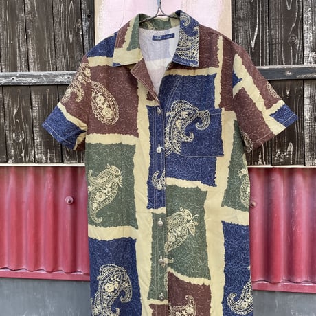 PAISLEY TEXTILE SHIRT LONG DRESS [S-3795]