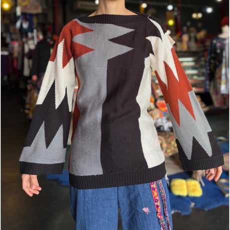 60-70’S WIDESLEEVE BOAT NECK KNIT [S-1754]
