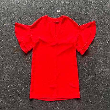 V-NECK FRILL MINI DRESS [S-2507]