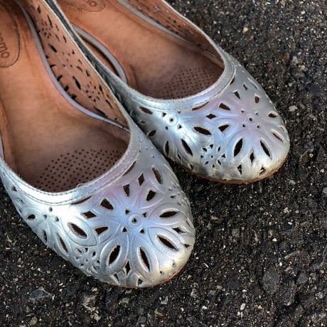 FLOWER DESIGN FLAT SHOES 24.0-24.5cm [S-4167]