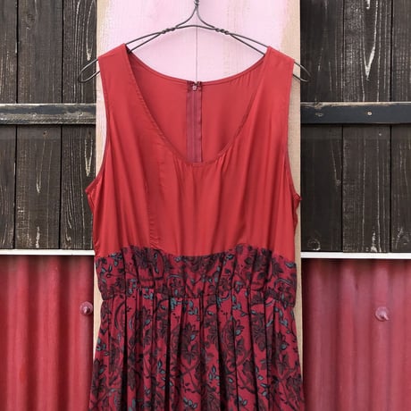 80’S FLOWER×SATIN LONG DRESS [S-1549]