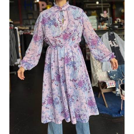 70’S FLOWER FRILL DRESS [S-1134]