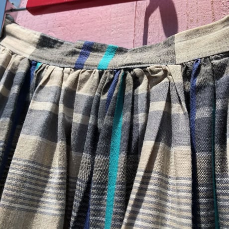 70'S CHECK PATTERN LONG SKIRT [HP-1377]
