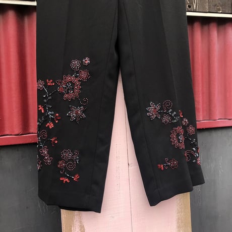 BEADS EMBROIDERY SLACKS [S-0252]