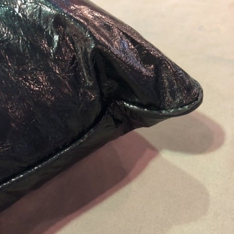 70'S BLACK FAKE LETHER PILLOW [J-214]