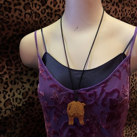 DOG MOTIF WOOD NECKLACE [HP-0922]