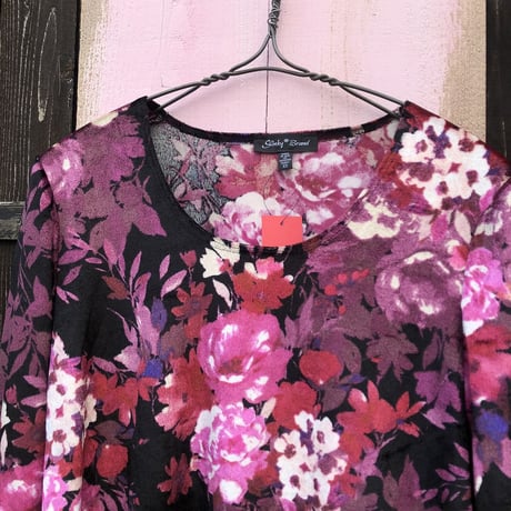 FLOWER PRINT VELOUR CUT&SEWN [S-1193]