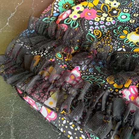 FLOWER TULLE FRILL MINI SKIRT [S-3678]