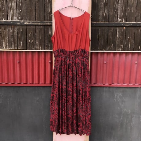 80’S FLOWER×SATIN LONG DRESS [S-1549]