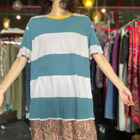 BORDER COTTON T-SHIRT [S-0010]