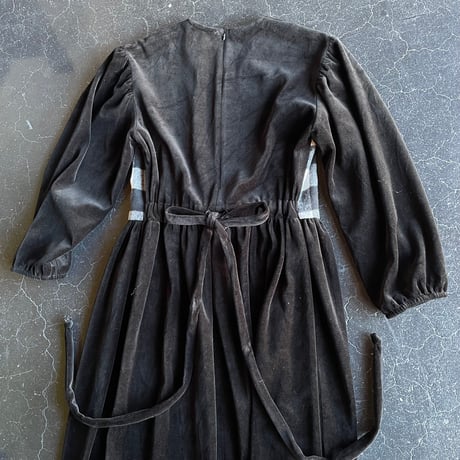 CHECK VELOUR LONG DRESS [S-1667]